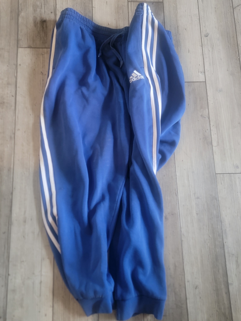 adidas Blue Track Pants with White Three Stripes